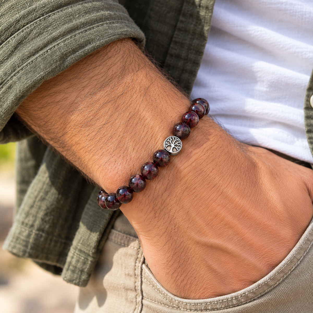bracelet grenat pierres naturelles ceriz sur le gato