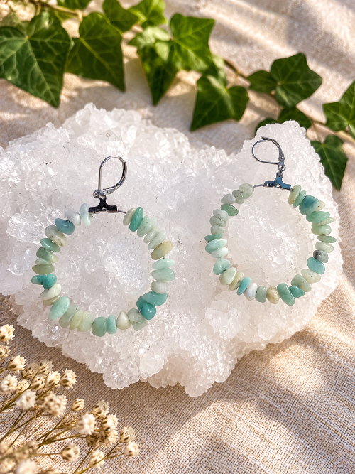 Boucles d'oreilles amazonite ceriz sur le gato