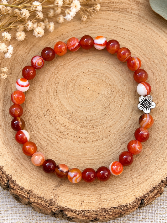 bracelet pierres cornaline Ceriz sur le gato
