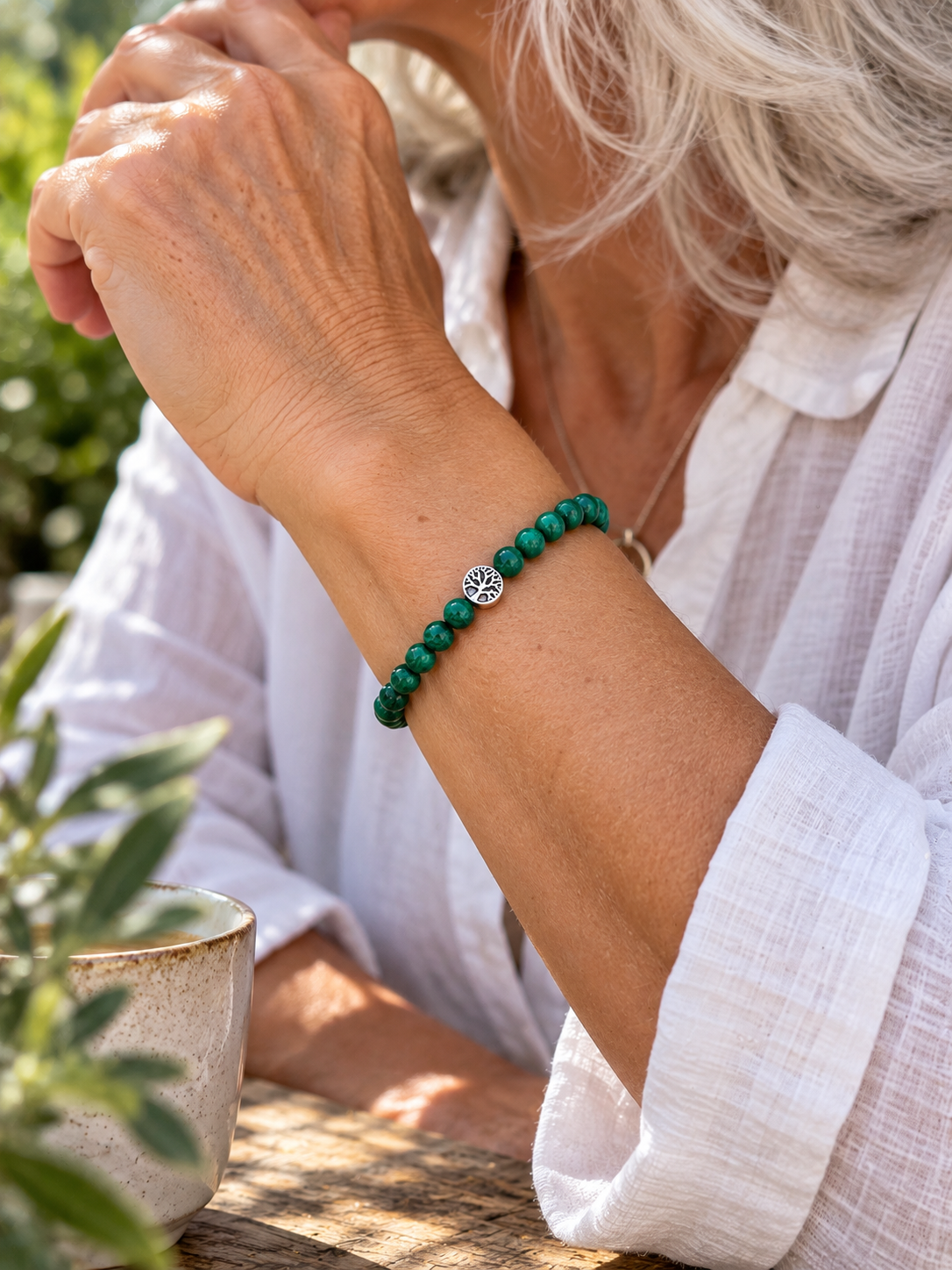 Bracelet malachite Arbre de vie Ceriz sur le gato