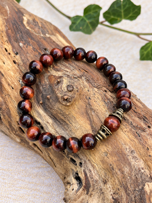 Bracelet oeil de taureau pierres naturelles ceriz sur le gato