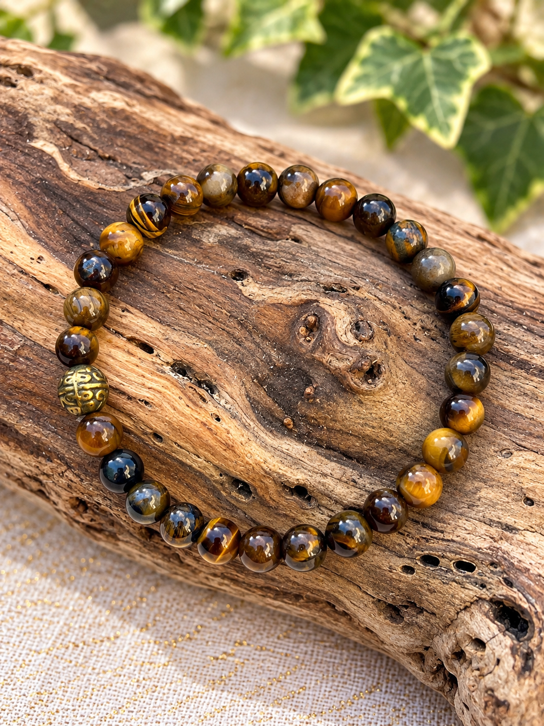 Bracelet oeil du tigre pierres naturelles ceriz sur le gato
