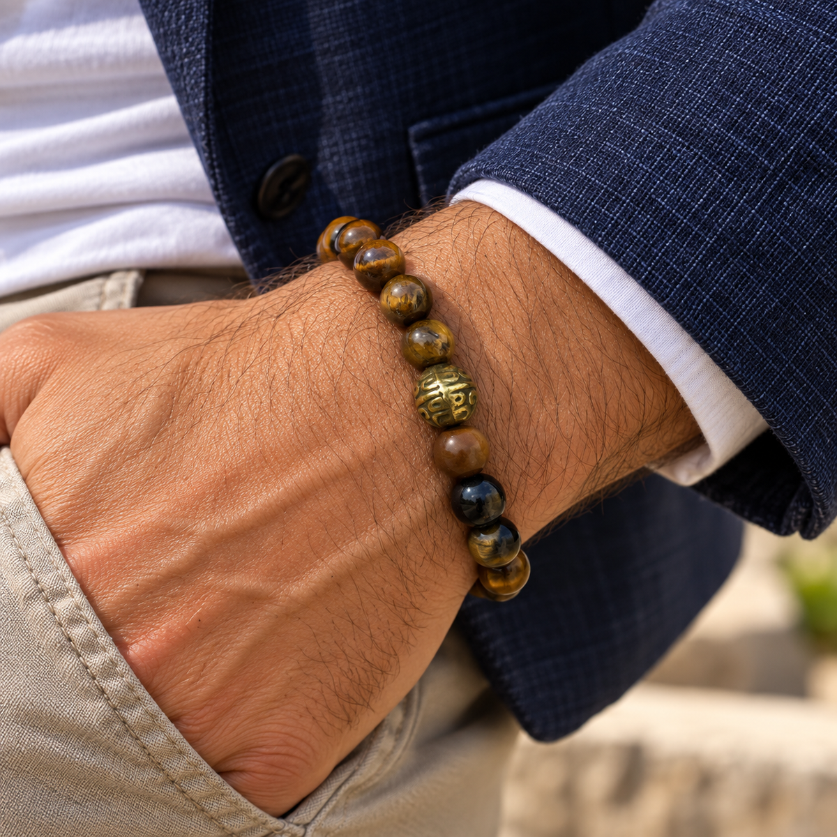 Bracelet oeil du tigre pierres naturelles ceriz sur le gato