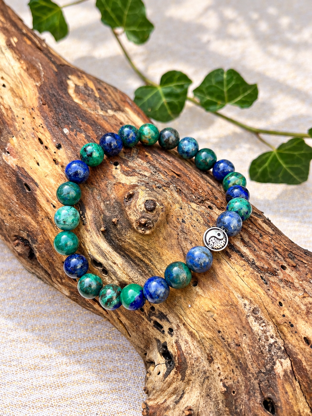 Bracelet en Chrysocolle et perle argentée