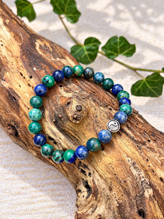 Bracelet en Chrysocolle et perle argentée