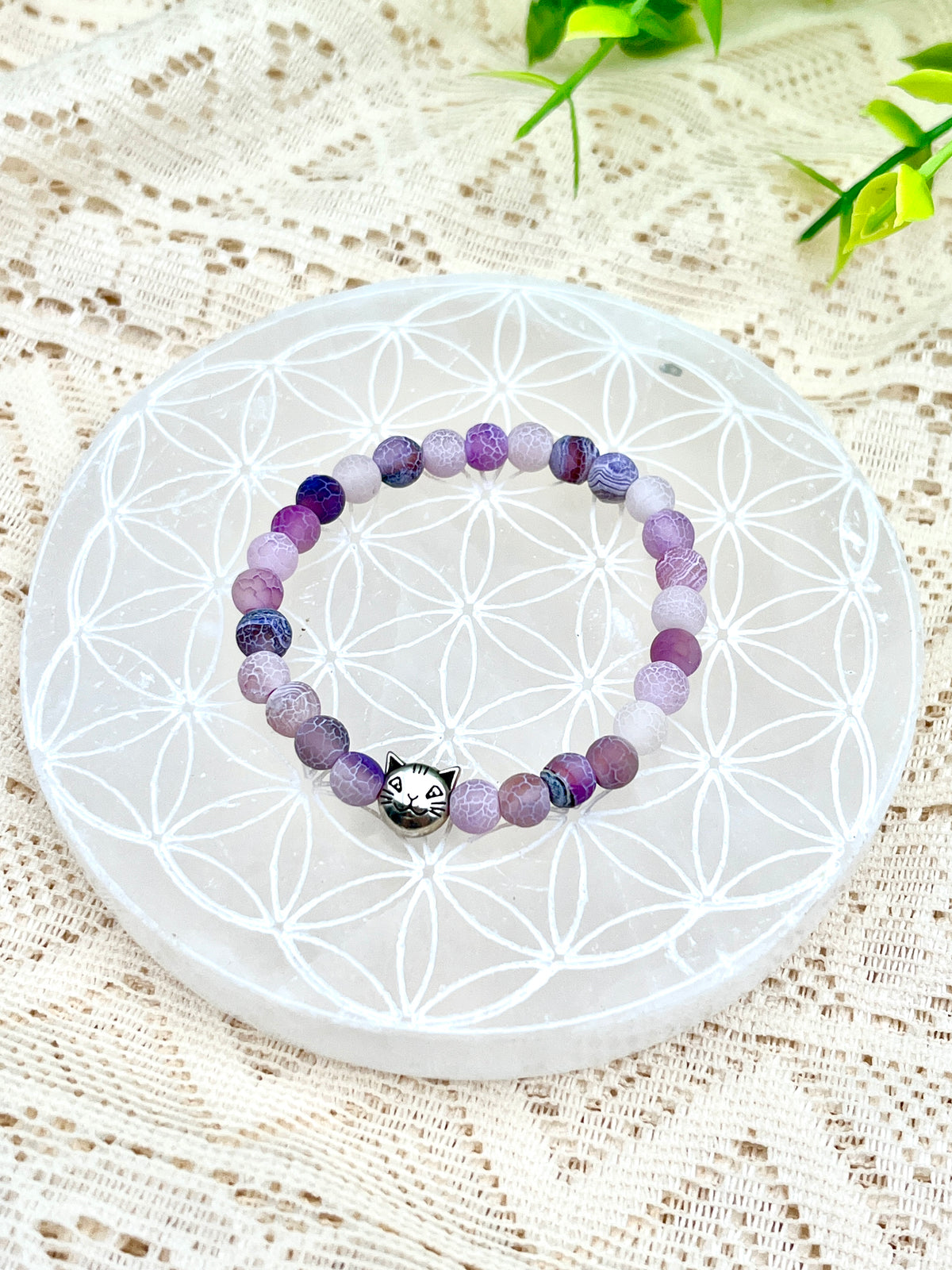 bracelet enfant agate chat ceriz sur le gato