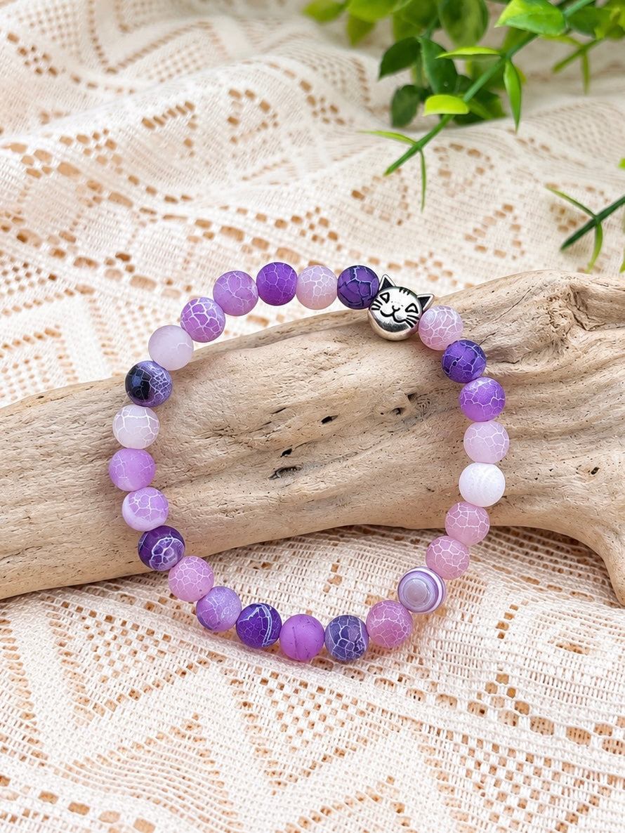 bracelet enfant agate chat ceriz sur le gato
