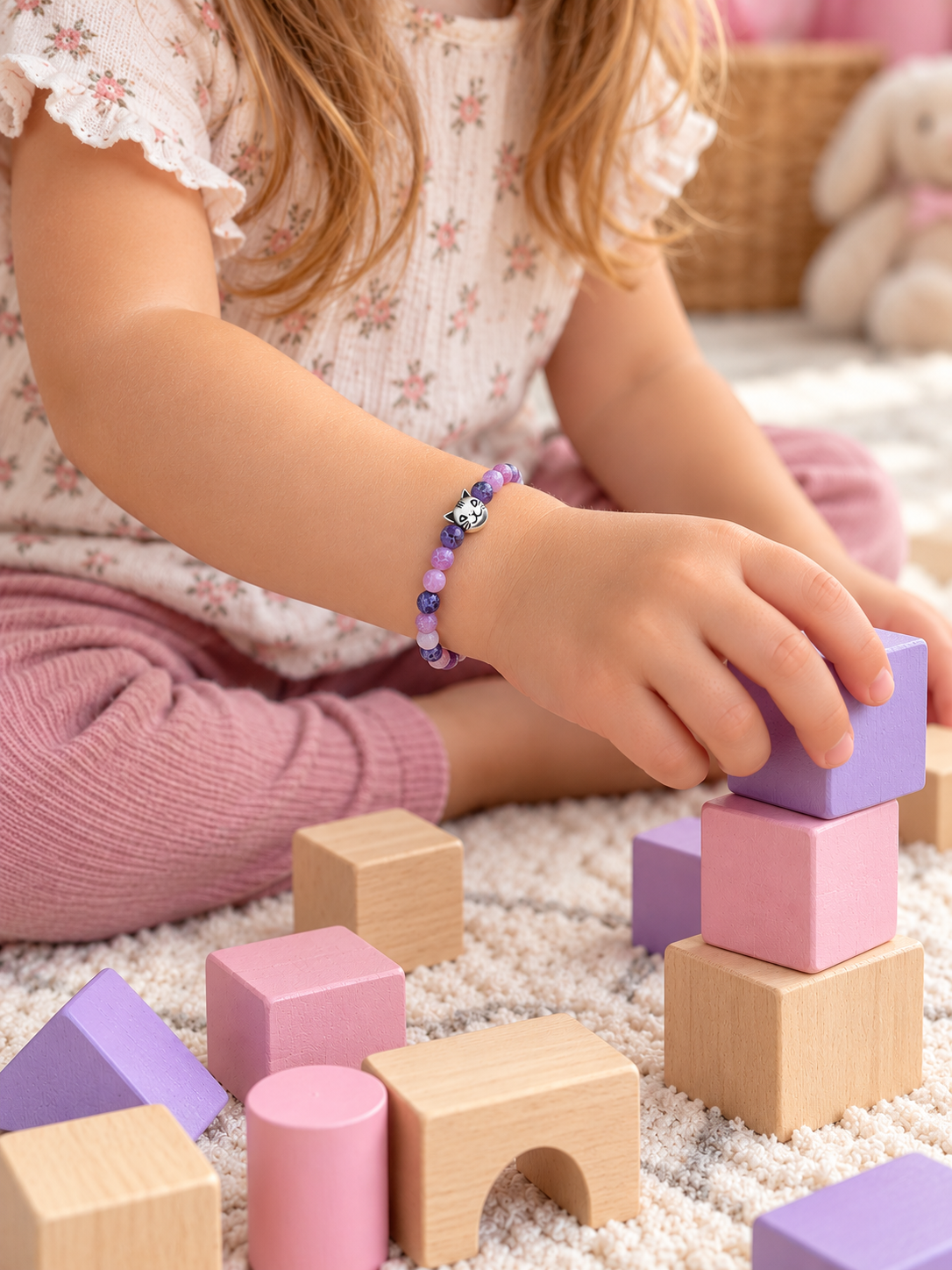 bracelet enfant agate chat ceriz sur le gato