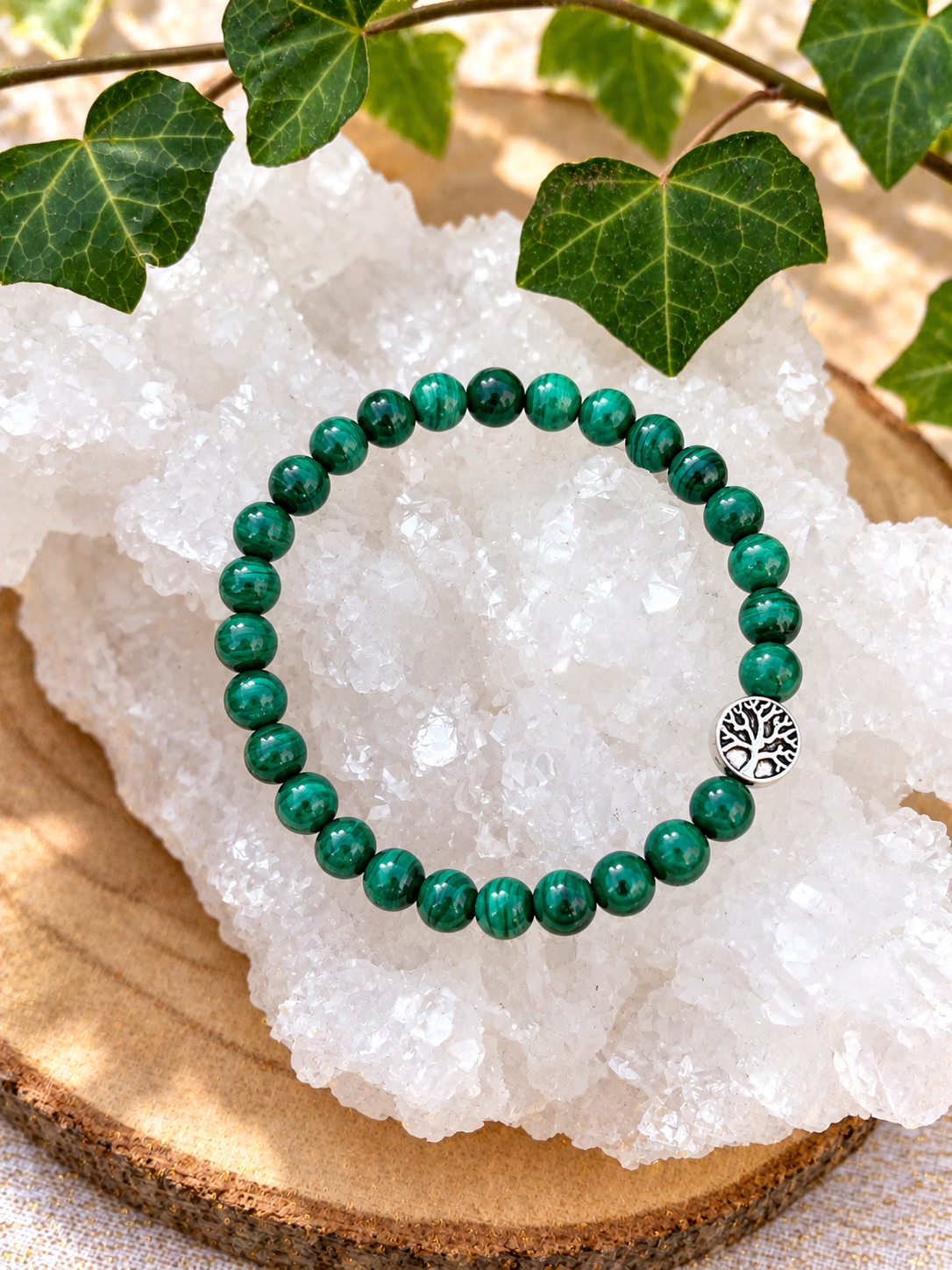 Bracelet malachite Arbre de vie Ceriz sur le gato